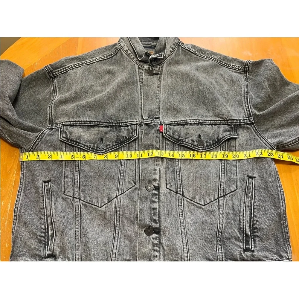 Levi’s Premium Stay Loose Trucker Jacket M Gray Hemp Blend Sample Garment - Picture 6 of 10